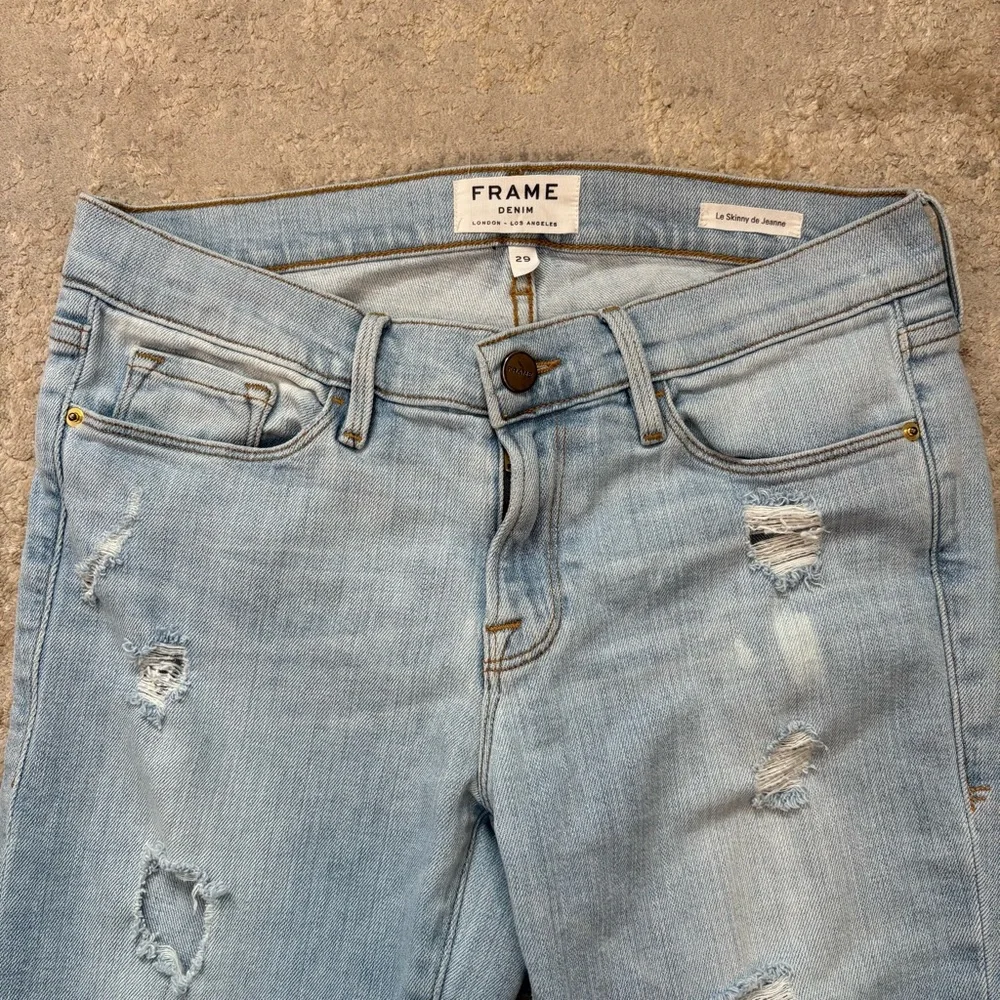 Frame Le Skinny De Jeanne Light Blue Distressed Women's Jeans Size 29 - Picture 4 of 9